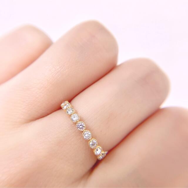 K18 天然ピンクダイヤモンド エタニティーリング レディースのアクセサリー(リング(指輪))の商品写真
