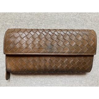 ボッテガヴェネタ(Bottega Veneta)の【中古】格安！ボッテガヴェネタ 長財布 イントレチャート ブラウン(長財布)