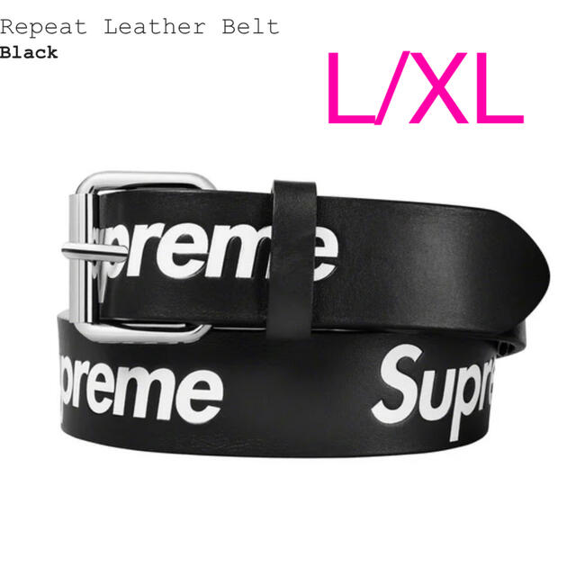 Supreme Repeat Leather Belt Black