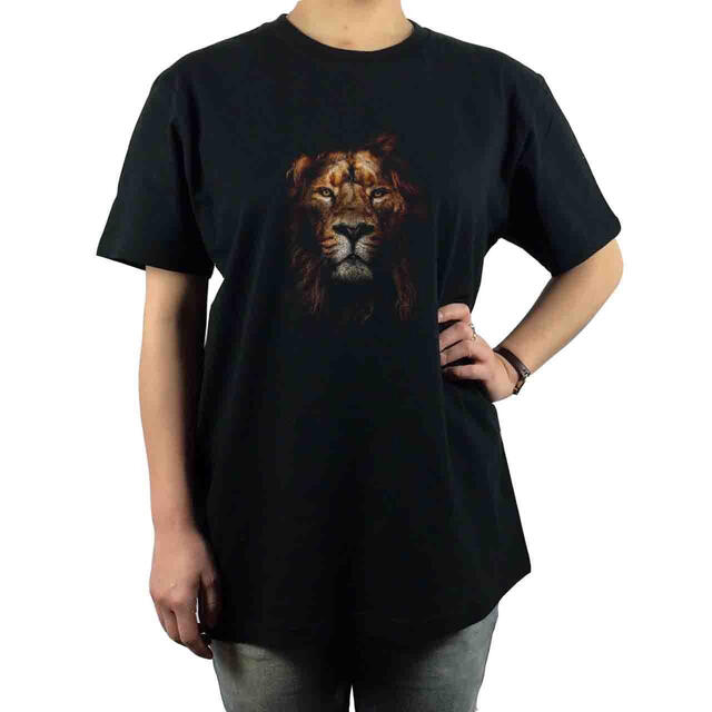 新品 百獣の王 キング ライオン レオ 猛獣 動物 アニマル プリント Tシャツ