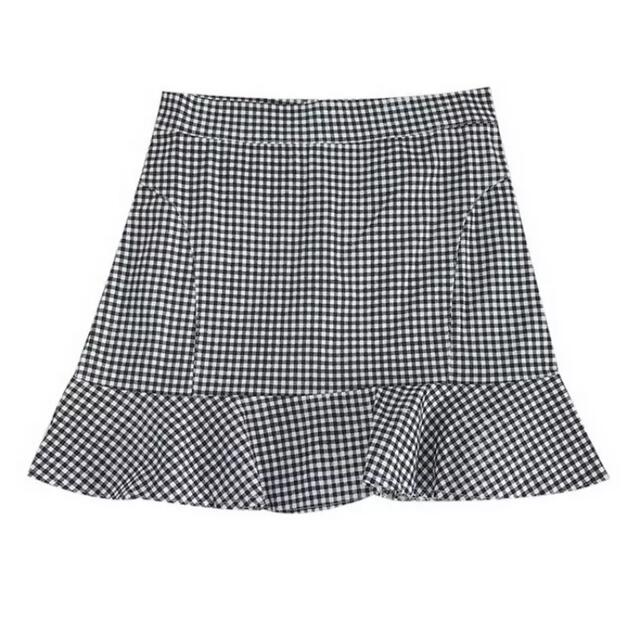 フレアスカート ギンガムチェック ミニスカート 韓国 制服 可愛い 原宿 安い レディースのスカート(ミニスカート)の商品写真