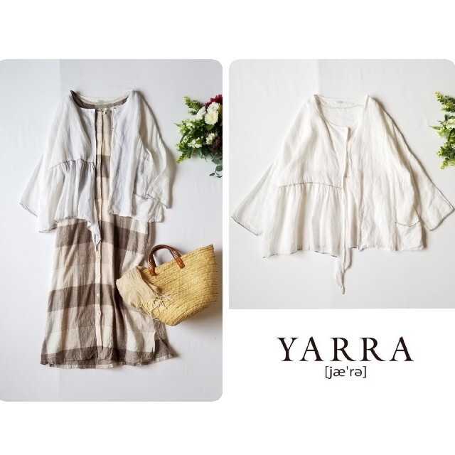 YARRA(ヤラ)のYarra  ヤラ  刺繍リネンカーディガン レディースのトップス(カーディガン)の商品写真