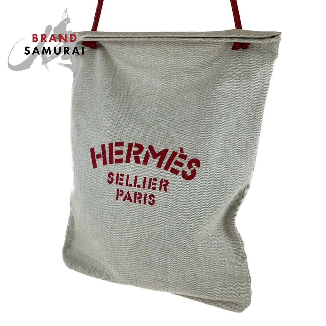 HERMES エルメス アリーヌ MM ベージュ レッド キャンバス / レザー ...