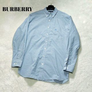 バーバリー(BURBERRY)の【美品】バーバリーロンドン　水色　ギンガムチェック  長袖シャツ(シャツ)