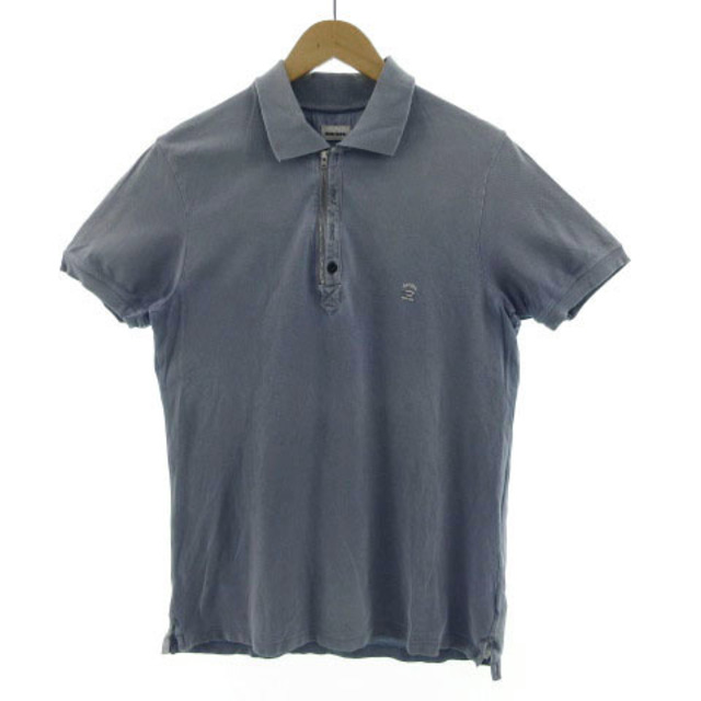 DIESEL(ディーゼル)のDIESEL ポロシャツ 半袖 ハーフジップ 色落ち加工 ユーズド加工 青系 S メンズのトップス(ポロシャツ)の商品写真