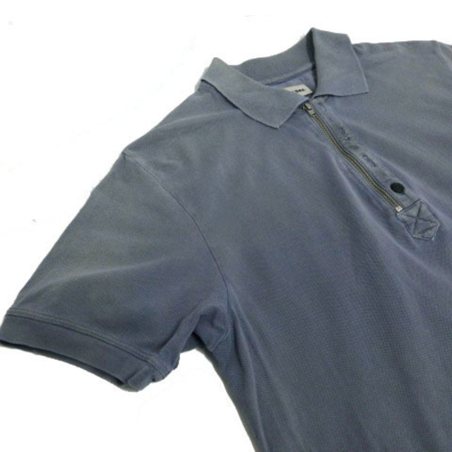 DIESEL(ディーゼル)のDIESEL ポロシャツ 半袖 ハーフジップ 色落ち加工 ユーズド加工 青系 S メンズのトップス(ポロシャツ)の商品写真