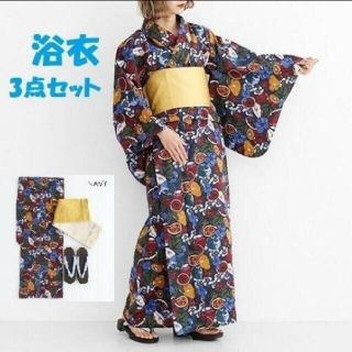 残り僅か！新品☆【送料込】merlot フルーツ柄浴衣セット(浴衣+帯+下駄)