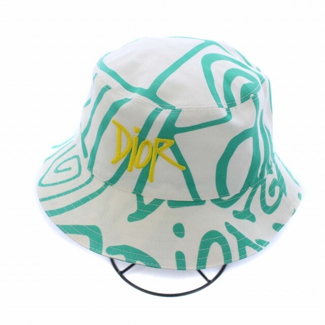 DIOR HOMME(ディオールオム)のディオールオム ショーン・ステューシー ボブ バケットハット 帽子 総柄 M 白 メンズの帽子(その他)の商品写真