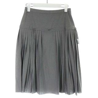 ミッシェルクラン(MICHEL KLEIN)のミッシェルクラン プリーツスカート ひざ丈 リボン 38 M グレー(ひざ丈スカート)