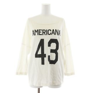 アメリカーナ(AMERICANA)のアメリカーナ Tシャツ カットソー 七分袖 クルーネック ロゴ 白 ホワイト(その他)