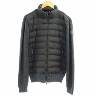 モンクレール(MONCLER)のモンクレール カーディガン ニット ダウン切替 長袖 M チャコールグレー(カーディガン)