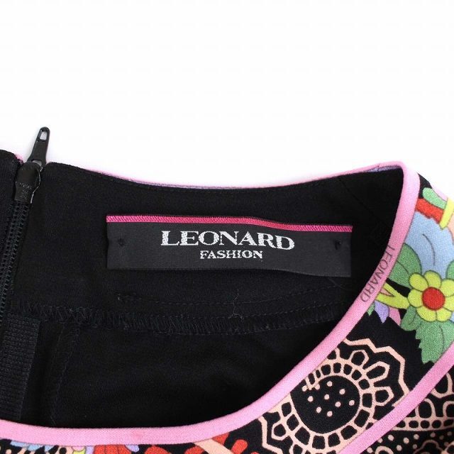 LEONARD(レオナール)のレオナール 近年モデル 花柄 ペイズリー柄 長袖 ワンピース 34 XS 黒 レディースのワンピース(ひざ丈ワンピース)の商品写真