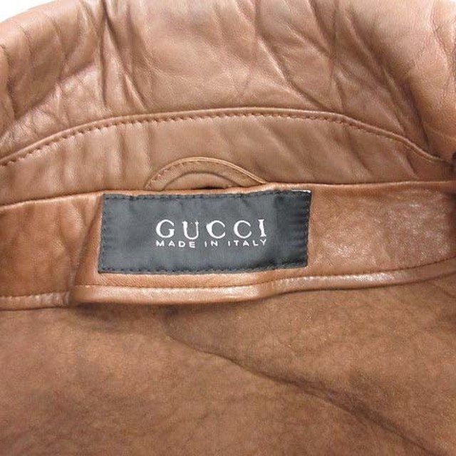 Gucci(グッチ)のグッチ GUCCI ムートン ライダース ジャケット ダブル 44 XS 茶 メンズのジャケット/アウター(ライダースジャケット)の商品写真