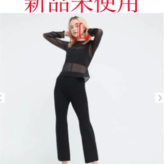 ユニクロ(UNIQLO)の新品 UNIQLO×mame/シアークルーネックTシャツ(長袖) ブラック L(シャツ/ブラウス(長袖/七分))