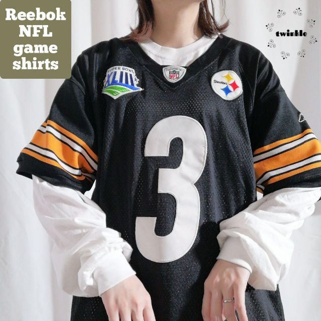 Reebok - 【大人気】Reebok×NFL スティーラーズ アメフト 刺繍 ゲームシャツの通販 by 古着屋 twinkle｜リーボック