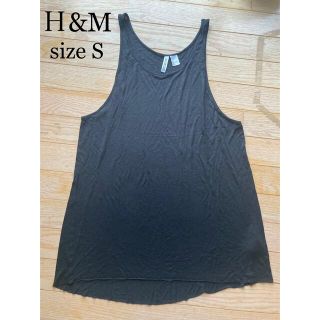 エイチアンドエム(H&M)の【未使用】H＆M タンクトップ トップス ノースリーブ 黒 ブラック S(Tシャツ(半袖/袖なし))