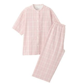 ムジルシリョウヒン(MUJI (無印良品))の★新品★ 無印良品 脇に縫い目のないサッカー織り半袖パジャマ／ピンク柄／Ｌ(パジャマ)