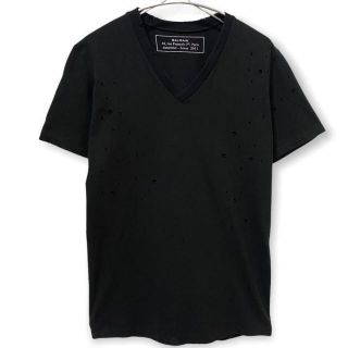 バルマン(BALMAIN)の【高級】BALMAIN Vネック Tシャツ ダメージ クラッシュ 加工 M相当(Tシャツ/カットソー(半袖/袖なし))