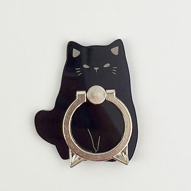 新品 黒猫 スマホリング ねこ 猫 ネコ バンカーリング リングスタンド 黒の通販 by COCO♡購入前にコメント必須｜ラクマ