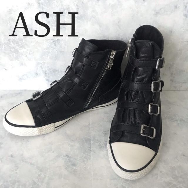 ASH(アッシュ)の278美品 ASH ハイカット　スニーカー　黒　ベルト 38 レディースの靴/シューズ(スニーカー)の商品写真