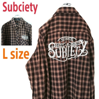 Subciety - Subciety サブサエティ 刺繍ビッグロゴ チェック柄シャツ