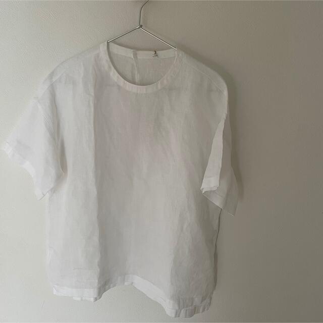 MUJI (無印良品)(ムジルシリョウヒン)の新品　無印良品　フレンチリネン　洗いざらし半袖ブラウス トップス 白  Tシャツ レディースのトップス(シャツ/ブラウス(半袖/袖なし))の商品写真