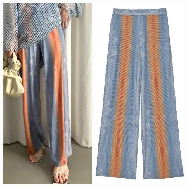 Ameri VINTAGE(アメリヴィンテージ)のAmeriVINTAGE　MEDI WAVE PATTERN CUT PANTS レディースのパンツ(カジュアルパンツ)の商品写真