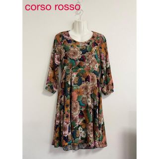 CORSO ROSSO☆ワンピース☆花柄☆レトロ☆イタリア製【美品】(ひざ丈ワンピース)