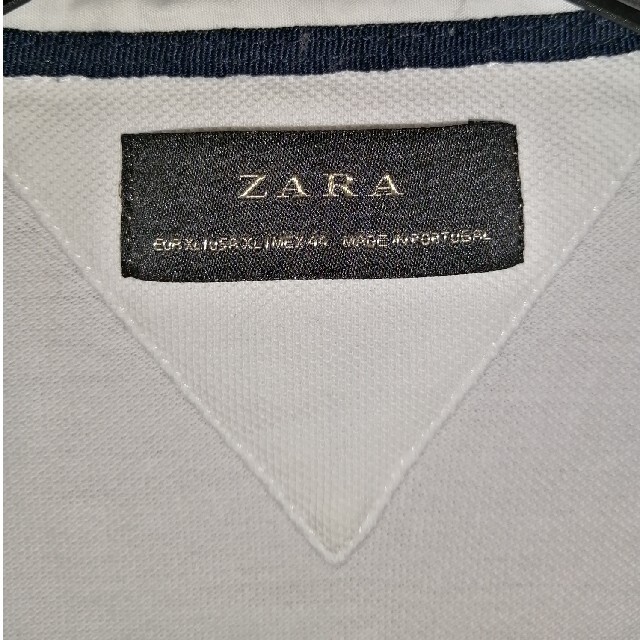 ZARA(ザラ)のZARA　サイズL　リブ袖ポロシャツ　ホワイト メンズのトップス(ポロシャツ)の商品写真