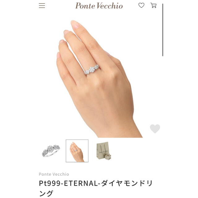 PonteVecchio(ポンテヴェキオ)のPonte Vecchio PURE PLATINUM 999 リング レディースのアクセサリー(リング(指輪))の商品写真