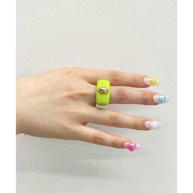 bonjour records(ボンジュールレコーズ)の【グリーン（30）】【La Manso】ROUNDED RECTANGLE RING レディースのアクセサリー(リング(指輪))の商品写真