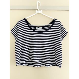 ザラ(ZARA)の美品ZARAザラ　ショート丈ボーダーTシャツカットソー(Tシャツ(半袖/袖なし))