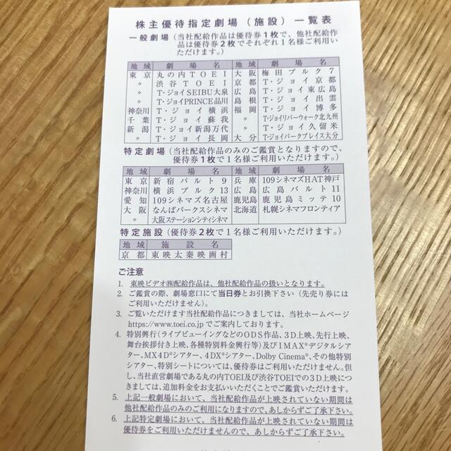 東映　株主優待券　12枚 チケットの映画(その他)の商品写真