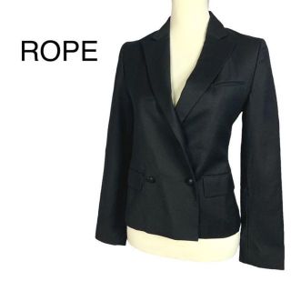 ロペ(ROPE’)の美品　ロペ　ダブルブレストジャケット　レーヨン混　M ～L相当　羽織り　上着(テーラードジャケット)