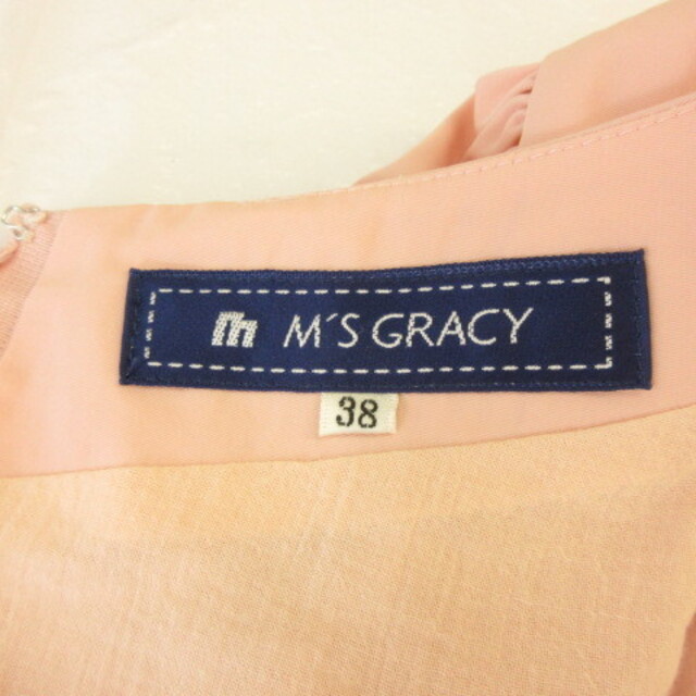 M'S GRACY(エムズグレイシー)のエムズグレイシー 膝丈ワンピース 半袖 フレア リボン ピンク 38 レディースのワンピース(ひざ丈ワンピース)の商品写真