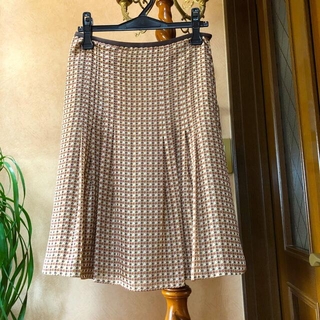 フリーズショップ(FREE'S SHOP)のFREE'S SHOP  千鳥格子　茶系　日本製🇯🇵  スカート　サイズM(ひざ丈スカート)