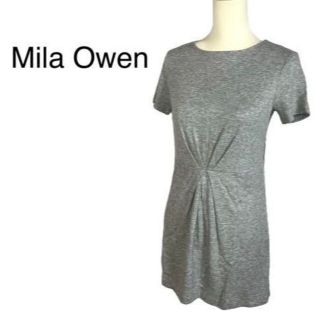 ミラオーウェン(Mila Owen)の美品　ミラオーウェン　半袖ワンピース　テンセル/ポリエステル/綿　M相当　ひざ丈(ひざ丈ワンピース)