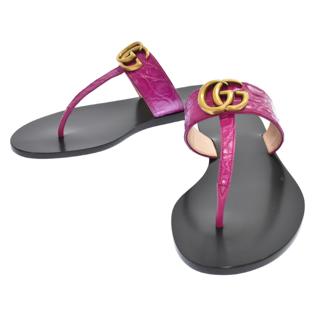 Gucci - GUCCI グッチ GGマーモント クロコレザートングサンダル