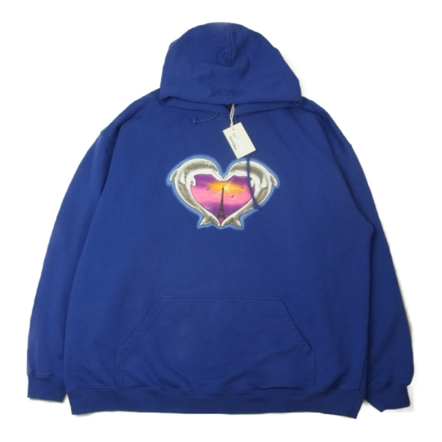 VETEMENTS ヴェトモン パーカー Dolphins Heart Logo Hoodie ドルフィン ハート ロゴ パーカー ブルー系 L【新古品】【未使用】【】