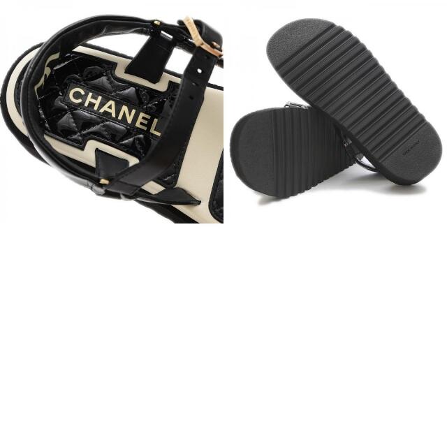 CHANEL(シャネル)のシャネル サンダル マトラッセ レディース ラム/パテント ブラック G3888 レディースの靴/シューズ(サンダル)の商品写真