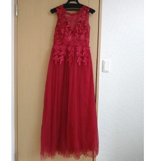ロングドレス　赤　ワインレッド(ロングドレス)