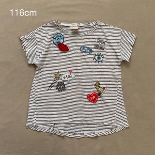 ザラキッズ(ZARA KIDS)のZARA KIDS アップリケ ボーダー  カットソー 116cm(Tシャツ/カットソー)