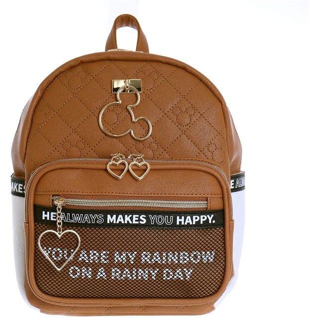 Disney(ディズニー)のDisney合皮ミッキーリング付ミニデイパック リュック ブラウン　 レディースのバッグ(リュック/バックパック)の商品写真