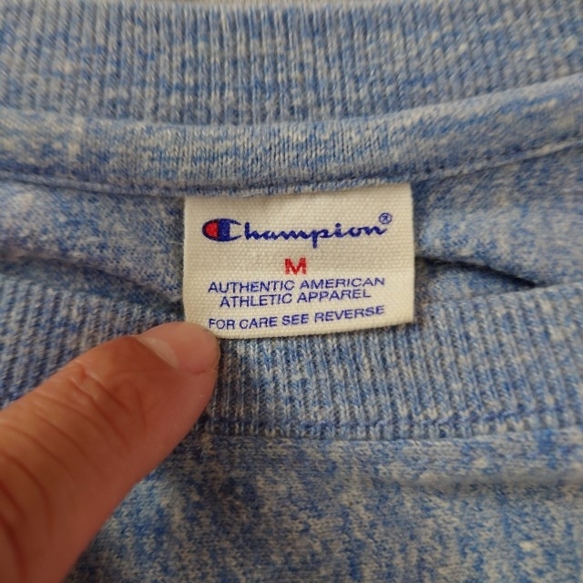 Champion(チャンピオン)のChampion 五分丈 カットソー スカイブルー Uネック インナー メンズのトップス(Tシャツ/カットソー(七分/長袖))の商品写真