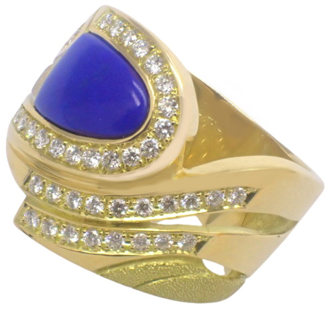 AKコレクションリング・指輪 ラピスラズリ ダイヤモンド リング K18イエローゴールド YG 750 ゴールド金 40802028201