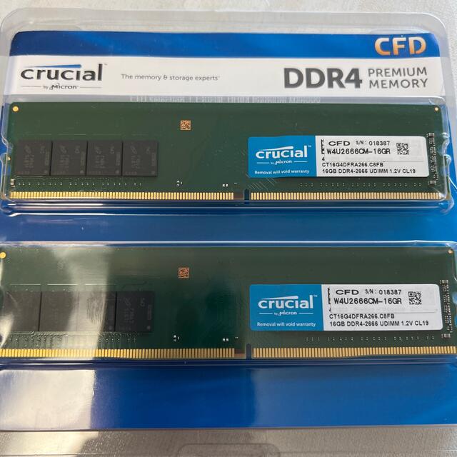 pcパーツ DDR4メモリ(16GB×2) crutial