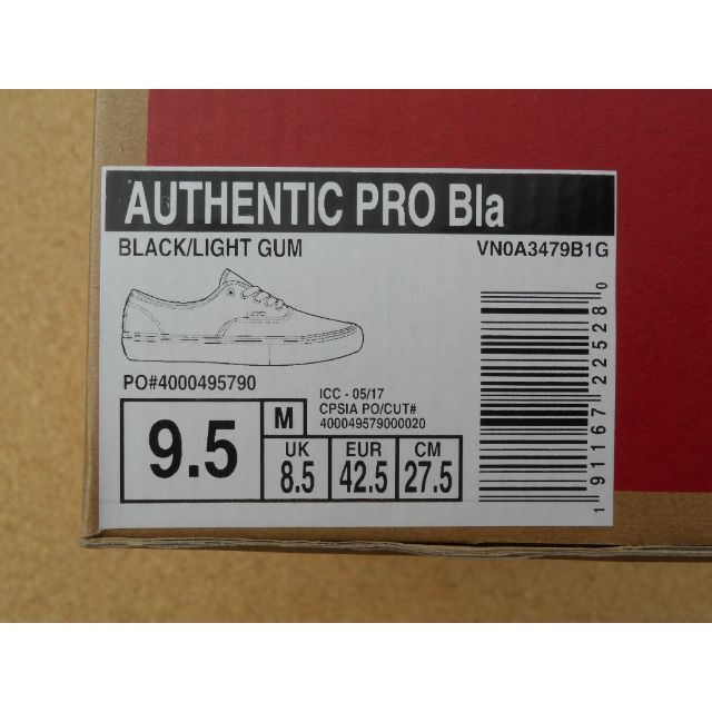 VANS(ヴァンズ)のバンズ VANS AUTHENTIC PRO 27,5cm ブラックガム メンズの靴/シューズ(スニーカー)の商品写真