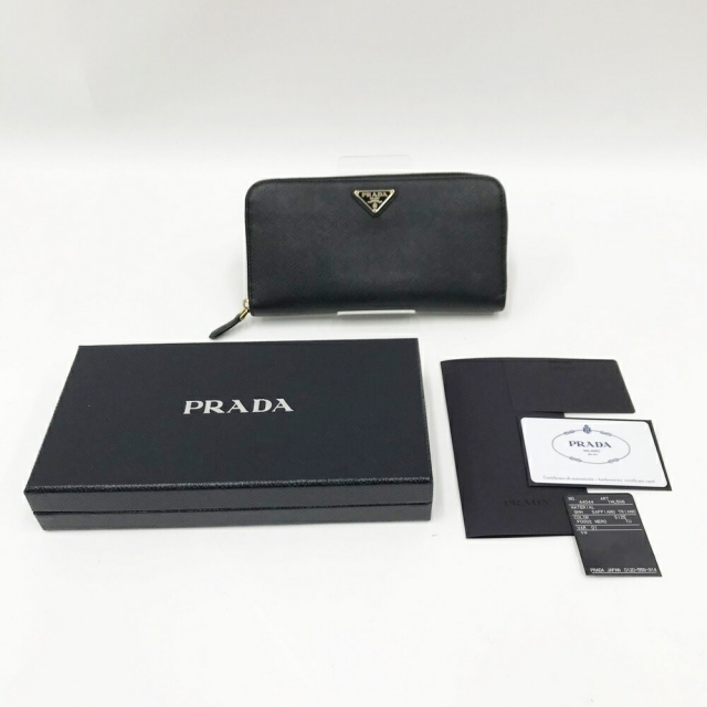 【本物保証】 箱・保付 プラダ PRADA リボン ラウンドファスナー長財布 サフィアーノレザー 赤 1ML506 FUOCO