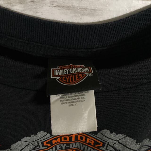 Harley Davidson(ハーレーダビッドソン)の【稀少デザイン】 ハーレーダビッドソン　ファイヤーパターン　両面デザイン　古着 メンズのトップス(Tシャツ/カットソー(半袖/袖なし))の商品写真