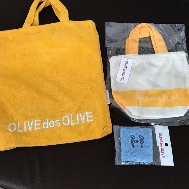 OLIVEdesOLIVE(オリーブデオリーブ)の【新品】OLIVE des OLIVE 3点セット 黄色バック小物　リストバンド インテリア/住まい/日用品の日用品/生活雑貨/旅行(その他)の商品写真